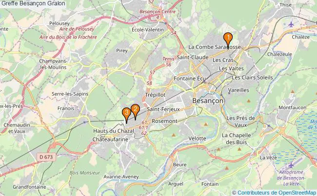 plan Greffe Besançon Associations greffe Besançon : 3 associations