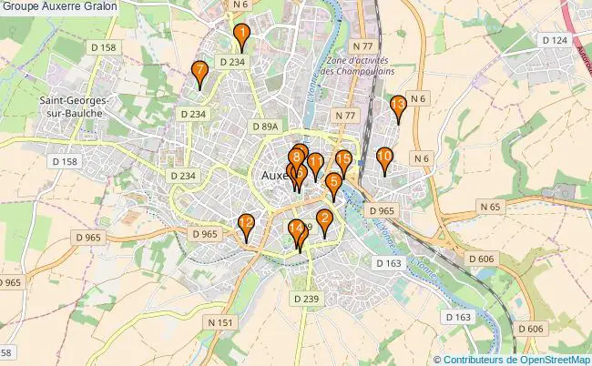 plan Groupe Auxerre Associations groupe Auxerre : 23 associations