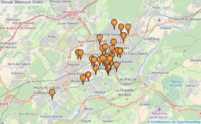 plan Groupe Besançon Associations groupe Besançon : 63 associations
