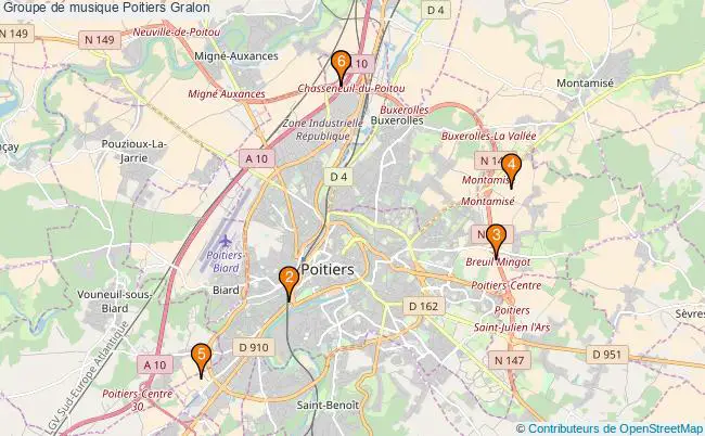 plan Groupe de musique Poitiers Associations groupe de musique Poitiers : 8 associations