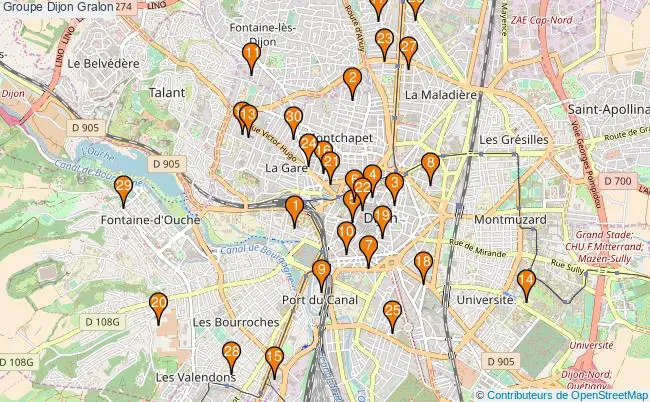 plan Groupe Dijon Associations groupe Dijon : 66 associations