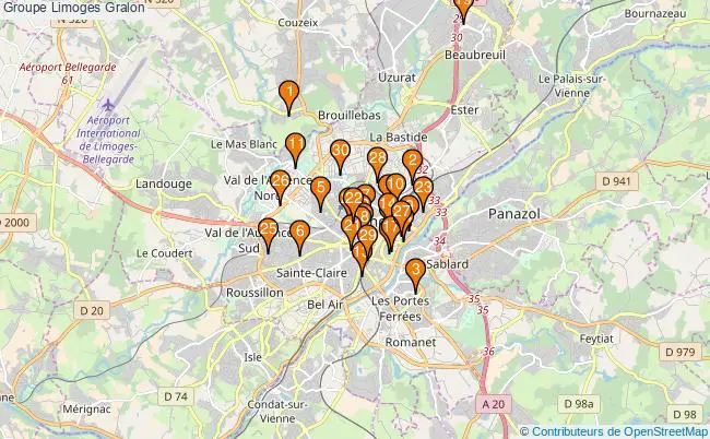 plan Groupe Limoges Associations groupe Limoges : 85 associations