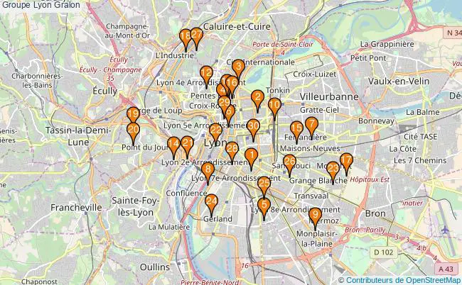 plan Groupe Lyon Associations groupe Lyon : 292 associations