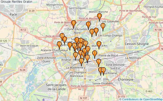 plan Groupe Rennes Associations groupe Rennes : 116 associations
