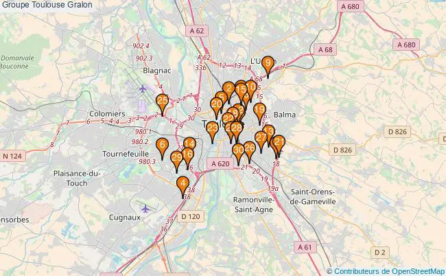 plan Groupe Toulouse Associations groupe Toulouse : 219 associations