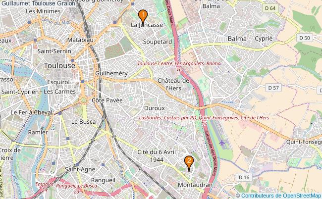plan Guillaumet Toulouse Associations Guillaumet Toulouse : 2 associations