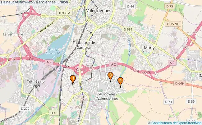 plan Hainaut Aulnoy-lez-Valenciennes Associations Hainaut Aulnoy-lez-Valenciennes : 4 associations