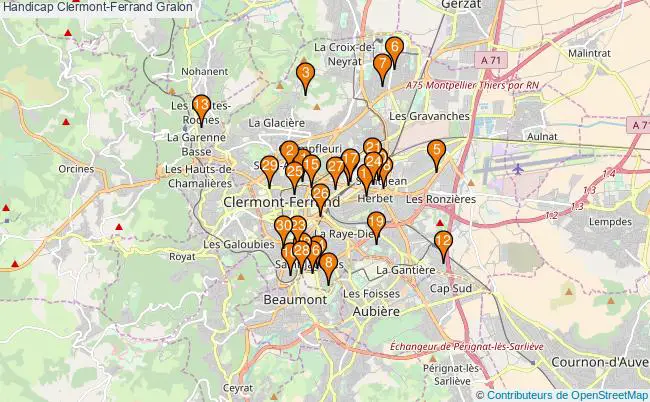 plan Handicap Clermont-Ferrand Associations Handicap Clermont-Ferrand : 43 associations