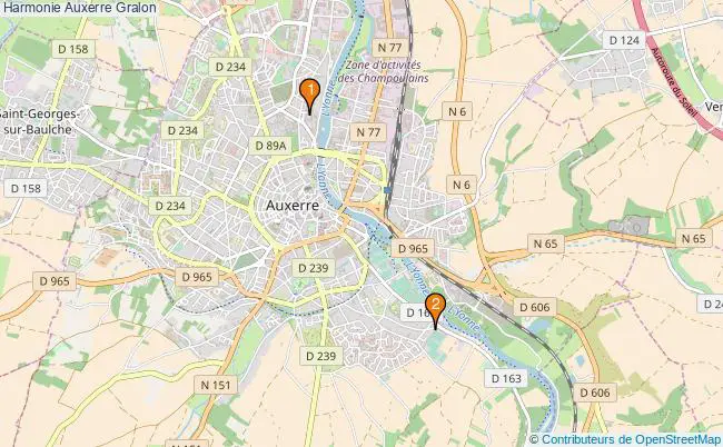 plan Harmonie Auxerre Associations harmonie Auxerre : 3 associations