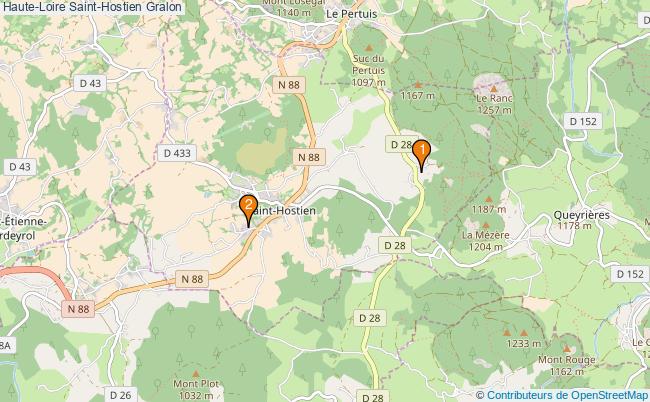 plan Haute-Loire Saint-Hostien Associations Haute-Loire Saint-Hostien : 2 associations