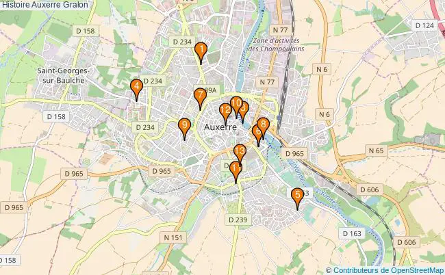 plan Histoire Auxerre Associations histoire Auxerre : 13 associations