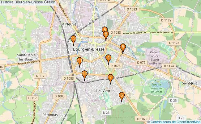 plan Histoire Bourg-en-Bresse Associations histoire Bourg-en-Bresse : 14 associations