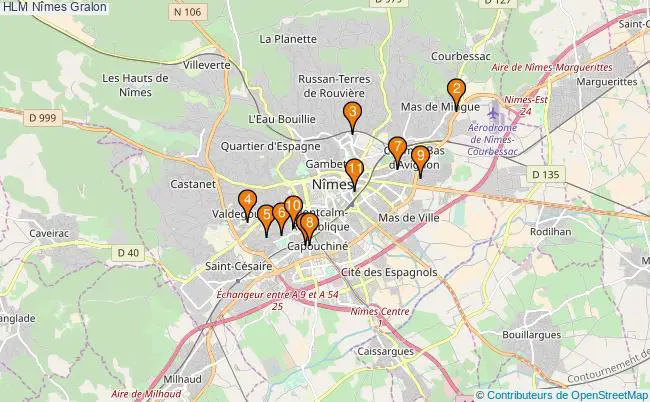 plan HLM Nîmes Associations HLM Nîmes : 11 associations