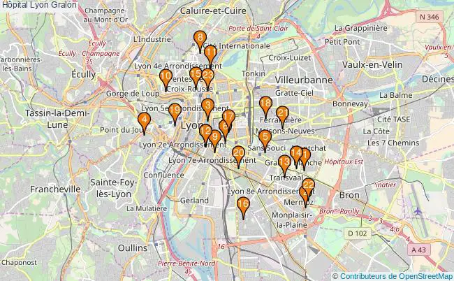 plan Hôpital Lyon Associations hôpital Lyon : 26 associations
