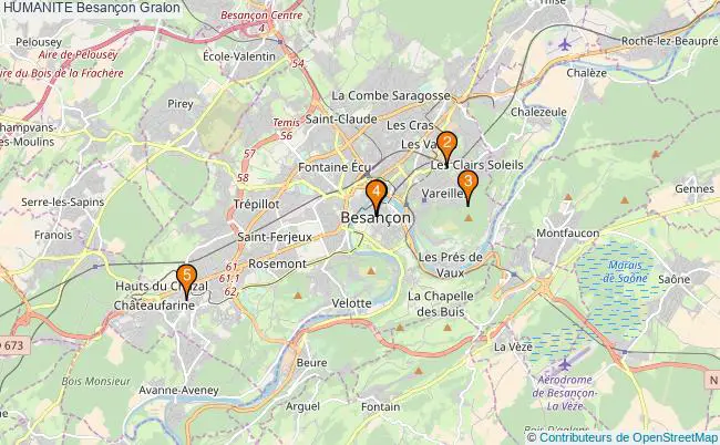 plan HUMANITE Besançon Associations HUMANITE Besançon : 6 associations