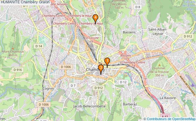 plan HUMANITE Chambéry Associations HUMANITE Chambéry : 4 associations