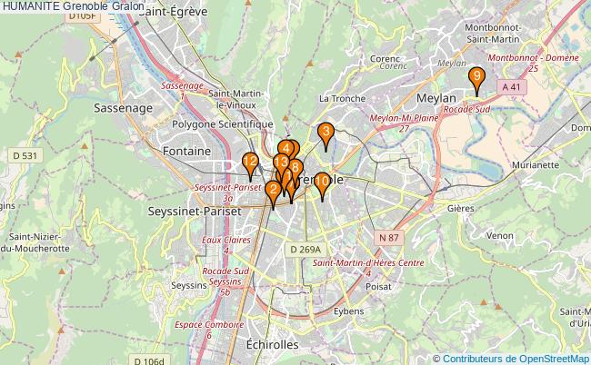 plan HUMANITE Grenoble Associations HUMANITE Grenoble : 13 associations