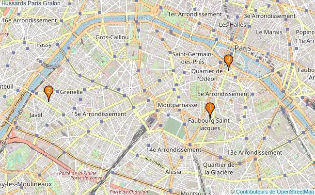 plan Hussards Paris Associations hussards Paris : 3 associations