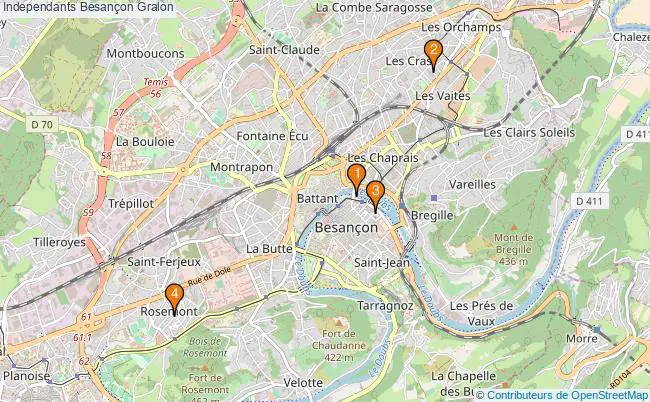 plan Independants Besançon Associations independants Besançon : 3 associations
