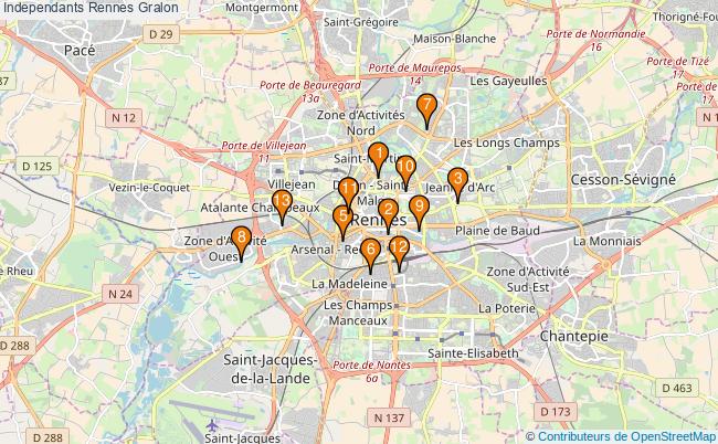 plan Independants Rennes Associations independants Rennes : 18 associations