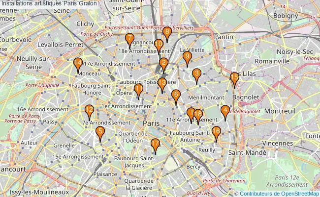 plan Installations artistiques Paris Associations installations artistiques Paris : 18 associations