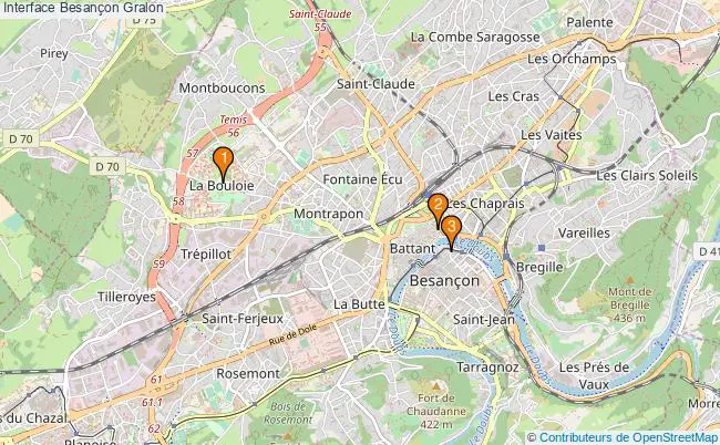 plan Interface Besançon Associations interface Besançon : 3 associations