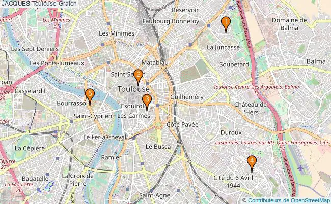plan JACQUES Toulouse Associations JACQUES Toulouse : 6 associations