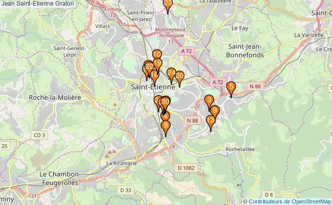 plan Jean Saint-Etienne Associations Jean Saint-Etienne : 34 associations