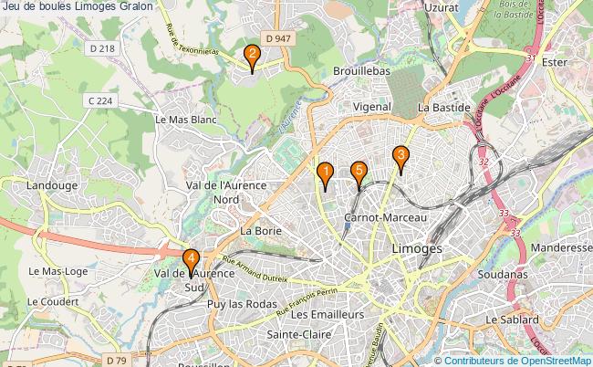 plan Jeu de boules Limoges Associations jeu de boules Limoges : 5 associations