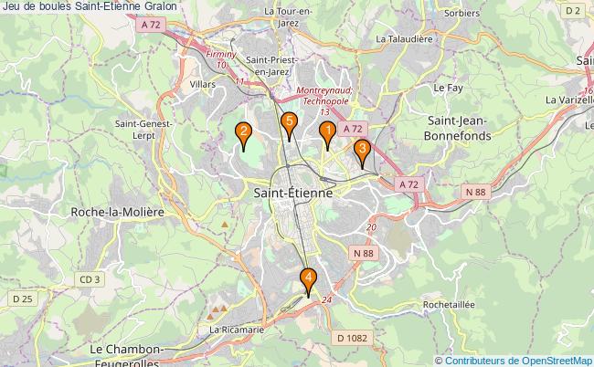 plan Jeu de boules Saint-Etienne Associations jeu de boules Saint-Etienne : 4 associations