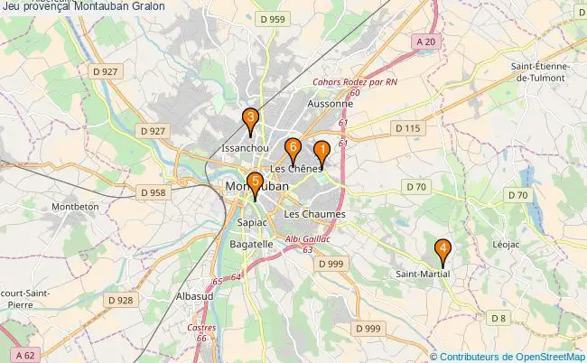 plan Jeu provençal Montauban Associations jeu provençal Montauban : 6 associations
