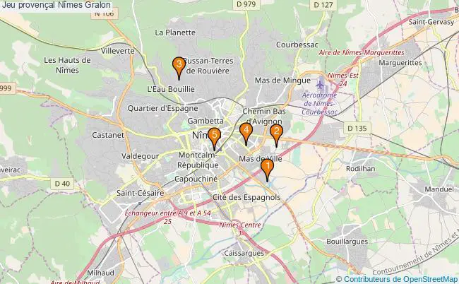 plan Jeu provençal Nîmes Associations jeu provençal Nîmes : 6 associations