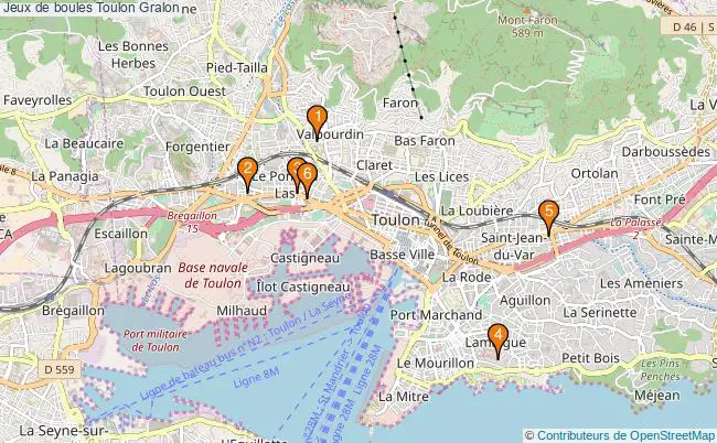 plan Jeux de boules Toulon Associations jeux de boules Toulon : 6 associations
