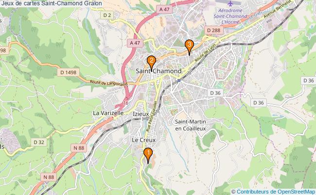 plan Jeux de cartes Saint-Chamond Associations jeux de cartes Saint-Chamond : 3 associations