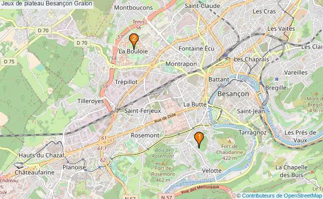 plan Jeux de plateau Besançon Associations jeux de plateau Besançon : 2 associations