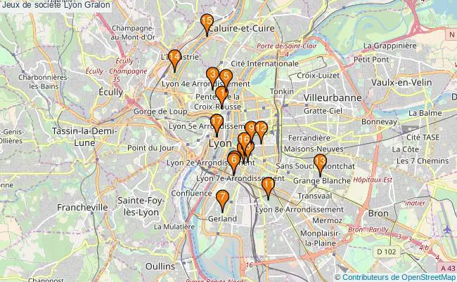 plan Jeux de société Lyon Associations jeux de société Lyon : 24 associations