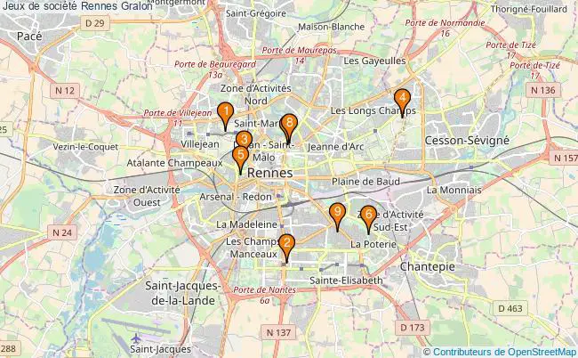 plan Jeux de société Rennes Associations jeux de société Rennes : 10 associations
