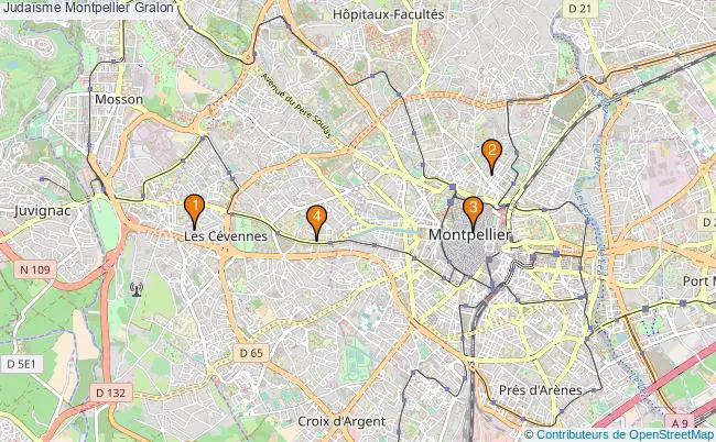 plan Judaïsme Montpellier Associations Judaïsme Montpellier : 4 associations