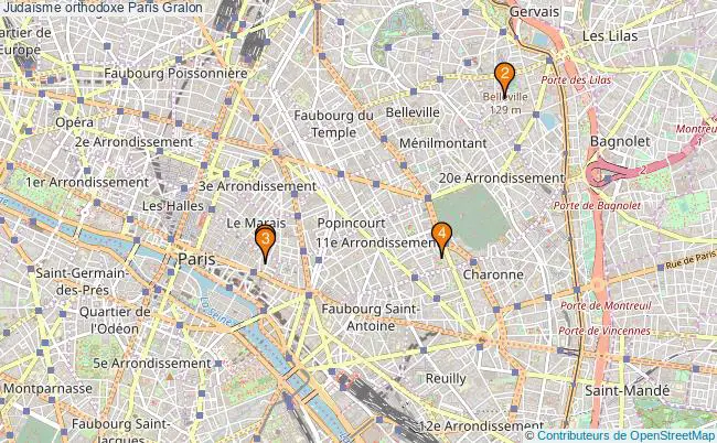 plan Judaïsme orthodoxe Paris Associations judaïsme orthodoxe Paris : 4 associations