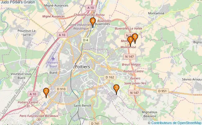 plan Judo Poitiers Associations Judo Poitiers : 5 associations