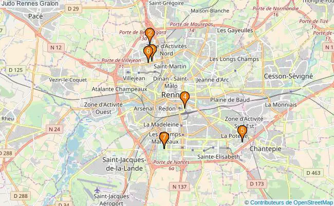 plan Judo Rennes Associations Judo Rennes : 6 associations