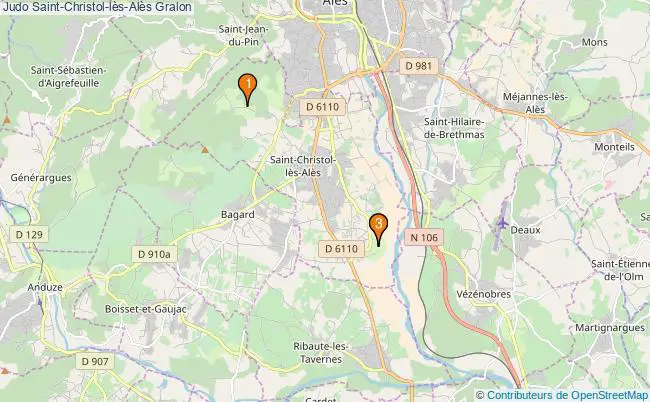 plan Judo Saint-Christol-lès-Alès Associations Judo Saint-Christol-lès-Alès : 3 associations