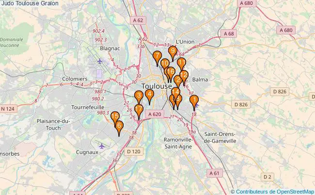 plan Judo Toulouse Associations Judo Toulouse : 19 associations