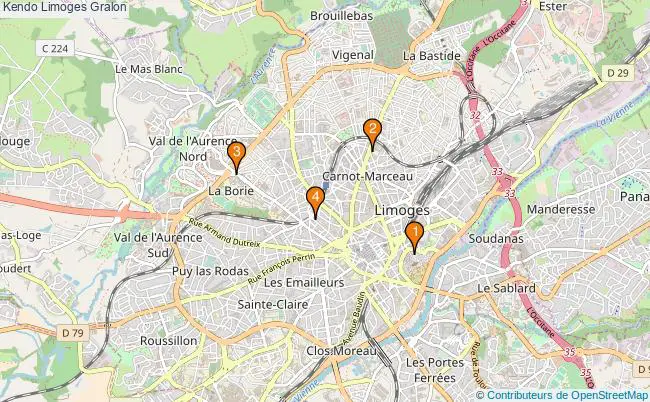 plan Kendo Limoges Associations kendo Limoges : 4 associations