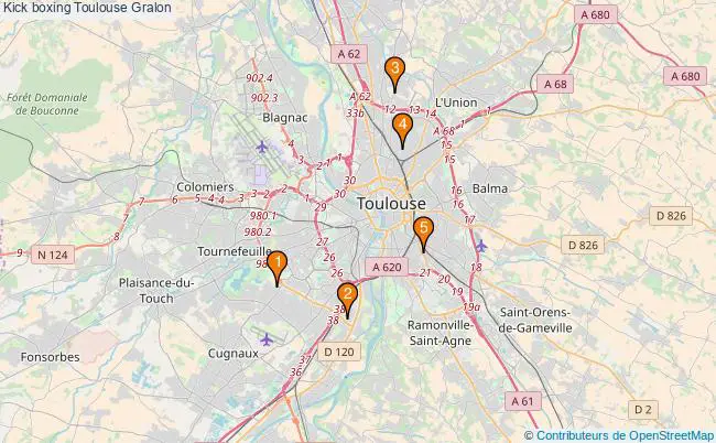 plan Kick boxing Toulouse Associations kick boxing Toulouse : 4 associations