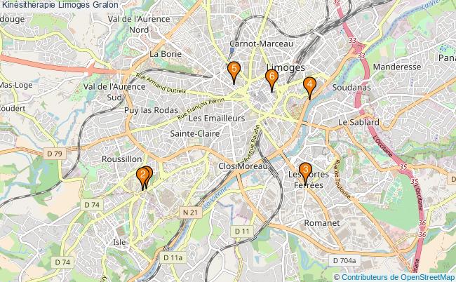 plan Kinésithérapie Limoges Associations kinésithérapie Limoges : 7 associations