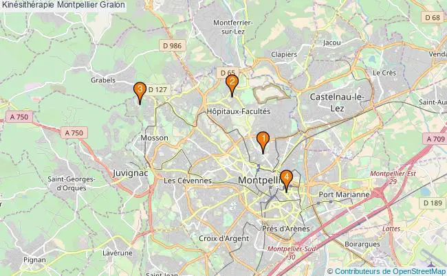plan Kinésithérapie Montpellier Associations kinésithérapie Montpellier : 4 associations