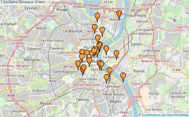 plan L'aquitaine Bordeaux Associations l'aquitaine Bordeaux : 24 associations