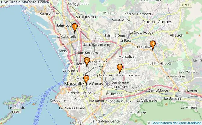 plan L'Art Urbain Marseille Associations l'Art Urbain Marseille : 6 associations