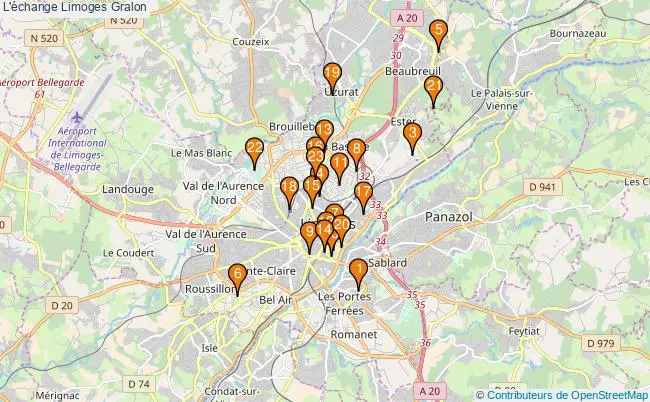 plan L'échange Limoges Associations l'échange Limoges : 26 associations